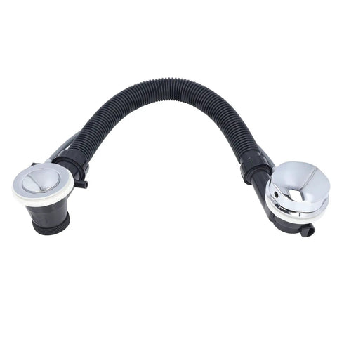 Jenivaint Bathtub Overflow Drain Pipe Concealed Design with elegant chrome finish and flexible black hose, ideal for modern bathtubs.