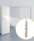 Image showing installation of 18 Inch Extended Flip Lever Flush Bolt for Double Doors with satin nickel finish on door edge.