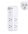 Power Strip With 6 AC Outlets And 4 USB Ports, 1800 Joules Surge Protector shown with 180 Degree Swivel Plug design