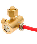 Heavy Duty Silicone Vacuum Hose 10 Ft Long One Eighth Inch Inner Diameter High Temperature 130 PSI Max Flexible Auto Radiator Vacuum Tubing Red Durable Multiuse Line For DIY Engines Repairs And Replacements connected to brass valve with gauge