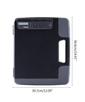 Everyday Carry Clipboard Organizer With Built In Calculator Water Resistant Document Case And Portable Writing Pad Holder For School And Office The 300 Sheet Capacity Organizer For Meetings, 36.6cm x 30.7cm black plastic