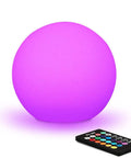 6-Inch RGB LED Globe Orb Light with Remote showing purple color, mood lamp for kids and home, perfect bedroom patio or pool decor.