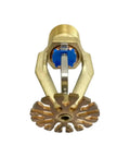 Heavy Duty UL FM Approved Upright Fire Sprinkler With Sleek Glass Bulb Trigger, brass material, front view detail.