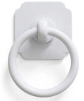 Large White Ring Bi-Fold Closet Door Pulls With Protective Base 1-3/5 Inch, 4 Pack, front view of a single pull