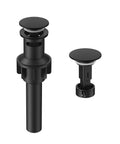 Matte Black Bathroom Sink Stopper With Overflow For Vessel And Vanity Sinks, Rapid Draining Plastic Pop Up Drain With Hair Catcher Anti Clog Strainer, Fits 1.75 Inch Drain Hole, 0.8 To 1.9 Inch Sink Thickness, Easy Install.