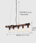 Dope Bronze Linear Island Light With Guitar Shade, Industrial Farmhouse Ceiling Fixture With Dimensions, 5 E26 Bulbs