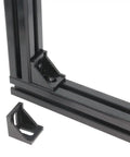 4040 Aluminum Extrusion Corner Bracket Right Angle With Screws for 8mm Slot installed in frame, additional bracket shown separately