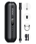 On The Go Portable Electric Air Compressor Pump For Bikes And Cars, Quick 150 PSI Inflation With Auto Shut-Off, accessories shown