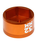 Orange Fork Top Cap Socket 32mm 3/8 Drive for Bike Suspension Maintenance, Quick Fit Tool, showing hexagonal structure for secure grip.