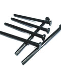 Top Shelf 3.5 Inch Interior Door Hinge Pins Slick Black Oil Rubbed Bronze Replacement Screws Six Pack displayed on a surface.