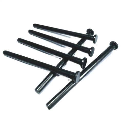 Top Shelf 3.5 Inch Interior Door Hinge Pins Slick Black Oil Rubbed Bronze Replacement Screws Six Pack displayed on a surface.