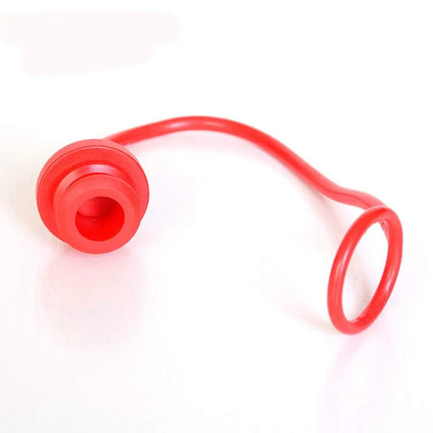 Two Pack 3/4 Inch Hydraulic Quick Coupler Dust Cap Covers For ISO A And ISO B Quick Disconnects, red cap with retention ring.