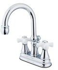 Governor 4 Inch Centerset Lavatory Faucet with Brass Pop Up and Porcelain Cross Handle Polished Chrome High Arc Spout