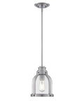 Retro Vibe One Light Indoor Mini Pendant Light With Hand Blown Clear Glass Shade And Brushed Nickel Finish hanging light