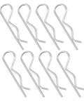 Heavy Duty Stainless Steel Cotter Pins For Industrial Hitch Applications R Shape mechanical fasteners arranged in a set of eight.
