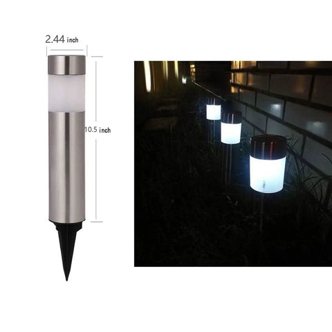 Six Pack Solar Bollard Path Lights Outdoor Stainless Steel Warm White LED Landscape Lighting For Backyard Lawn Patio
