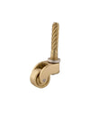 Heavy Duty Brass Furniture Casters With Slick Rolling Swivel Wheels And Quick Mounting Screws No Fuss Vintage Style Replacement Rollers For Tables Couches Three Quarter Inch Plug And Play Top Shelf Upgrade, 3/4 inch brass swivel caster with a twist mounting stem.