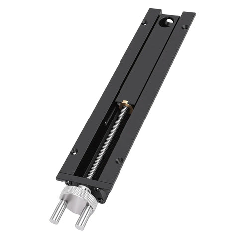 Woodworking Vise With 0 to 110mm Stroke, Aluminum Alloy Bench Vise for Table End, showing close-up of screw mechanism and bench dogs