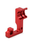 Red Ultra Lightweight Aluminum Gear Cover For One Tenth Scale RC Car TT02 Open Gearbox Shield with clear gear visibility.