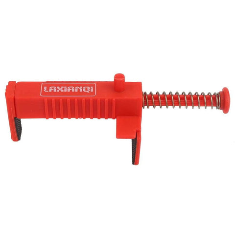 Red tool from Two Piece Brick Line Puller Set With Leveling Wire Drawer Tool, DIY Friendly, Heavy Duty Masonry Clip Kit For Builders
