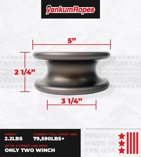 Heavy Duty Snatch Block Ring Pulley For Winch And Recovery Gear, Off Road Towing Accessories, ATV And UTV Recovery Snatch Block, Synthetic Rope Pulley, Made In USA, Dual Functionality Doubles Your Winch Line, 5-inch ring