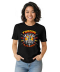 Best Mechanical Engineer T-Shirt Gift Featuring Bold Torque Caliper Emblem And Wrench Gear Icon Design for tool lovers wearing a black tee.