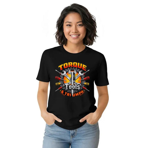 Best Mechanical Engineer T-Shirt Gift Featuring Bold Torque Caliper Emblem And Wrench Gear Icon Design for tool lovers wearing a black tee.