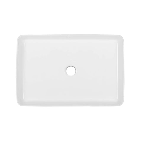 Top view of 24 Inch Rectangle Ceramic Vessel Sink for Above Counter Install, Slick Modern Look, Scratch Resistant Non Porous Ceramic