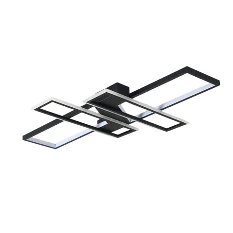 Modern LED Ceiling Light Fixture With Dimmable CloseToCeiling Design Lit Remote Control Flush Mount Geometric Lamp White 35.4 Inch