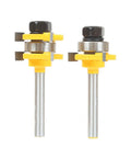 Top Tier 2Pc Tongue And Groove Router Bit Set For Pro Woodworkers To Craft Smooth Seamless Joints In Hardwood Plywood And Veneer Projects Like A Boss With Easy Setup - Yellow carbide router bits.