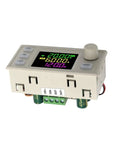 CNC DC Step Up Step Down Converter with color screen showing voltage and current readings, modular design for solar power use.
