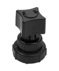 Black plastic replacement manifold air compressor regulator knob with 1 1/4-inch female thread, fits Sanborn Craftsman Coleman.