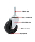 Heavy Duty Swivel Caster With Brake For Workbenches, Carts, And Furniture M-Threaded Stem Rolling Plate Casters 360 Degree Rotation