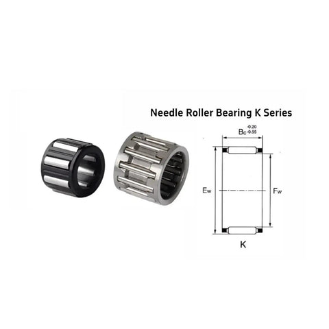 High Output Needle Roller Bearings K Series Radial Cage Assembly With Pre Applied Grease two sizes shown, ideal for hydraulic cylinders.