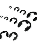Essential E Clip Assortment Kit For Bearings Gears Pulleys And Shafts With 10 Sizes From 1.5mm To 10mm External Retaining Rings Snap Rings Set DIANN Pro Grade Hardened Steel displayed in varying sizes