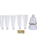 Eboxer 1 Pack Screw Ceiling Fan Light for Bedroom (White) with remote and five fan blades, showing assembly parts.