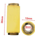 2 Pack 15X8X36mm Heavy Duty Rubber Feeding Roller for Edge Banding Machines, yellow elastomer material, precise engineering.