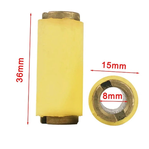 2 Pack 15X8X36mm Heavy Duty Rubber Feeding Roller for Edge Banding Machines, yellow elastomer material, precise engineering.