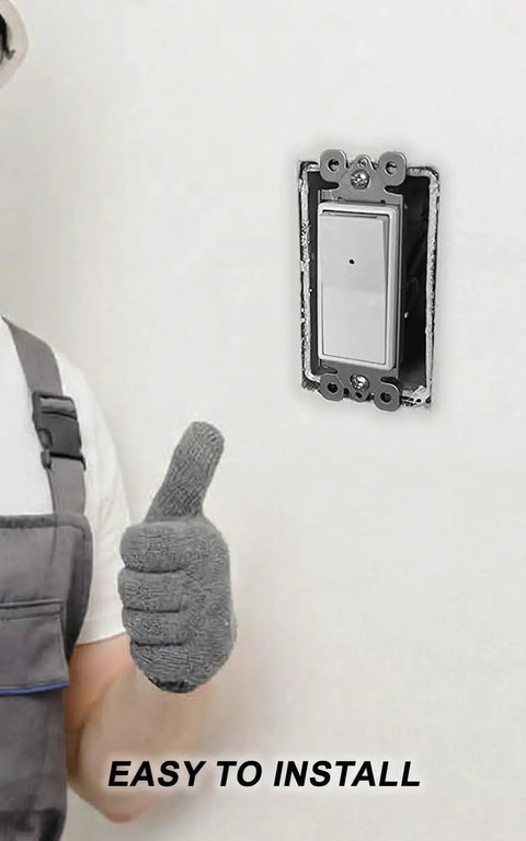 Hand showing thumbs up next to Illuminated Night Light Wall Switch Pack, Single Pole, 15A 120/277V, 3 Wire Grounding, Glossy White, Easy Install