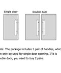Diagram showing single and double door installation for Solid Wood Door Handle For Glass And Wooden Doors Push Pull Style With Smooth Grip Anti Corrosion Finish Two Color Options Five Lengths Up To 1200mm Durable Metal Fittings Easy Installation On Glass Wood And Metal Doors.
