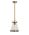 Vintage Inspired Metal And Seedy Glass Ceiling Light In Brushed Gold With A Yoke Mount Trim Ring And Seedy Bubble Diffuser Knob Details