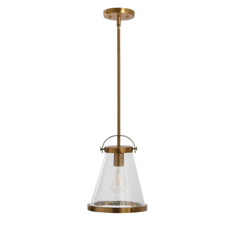 Vintage Inspired Metal And Seedy Glass Ceiling Light In Brushed Gold With A Yoke Mount Trim Ring And Seedy Bubble Diffuser Knob Details