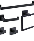 Matte Black 5 Piece Stainless Steel Bathroom Hardware Set With 23 Inch Towel Bar And Towel Rack Rustproof SUS 304 Built To Last