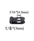 200 Pack One Eighth Inch Nylon Cable Clips R Type Assortment Kit Black Wire Clamps For Cable Management And DIY Wiring dimensions shown