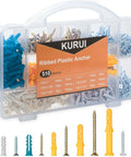 510Pcs Wall Hanging Kit with Anchors and Screws, Picture Hanging Kit assortment box showing various sizes and colors for drywall and concrete