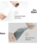 Comparison of our industrial grade aluminum and others' bending material for Vintage Crochet Knowledge Tin Sign With Ultimate Crochet Cheat Sheet Poster For Crochet Nerds, Women Crafters, And Sewing Room Decor, Retro Pattern Symbols Guide For Easy Pattern Mastery, 12x16 Inches.