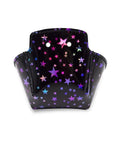 TPU Roller Skate Toe Guards for Derby and Speed Skating Quad Toe Cap Protectors, black with star design, front view.