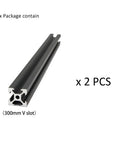 Two Pack 300mm 2020 Series V Slot Aluminum Extrusion Profiles European Standard For 3D Printer Frame And Linear Rail Build Kit