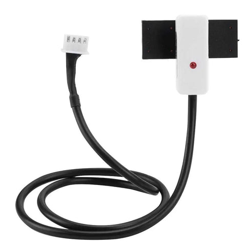 High Stability 24V Water Level Controller Sensor with Anti Interference Design, black cable, white sensor, red LED, front view.
