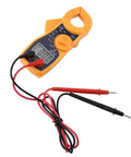 Pro Grade Digital Clamp Meter All In One Multimeter For Auto And Home Use with probes, orange casing, visible display